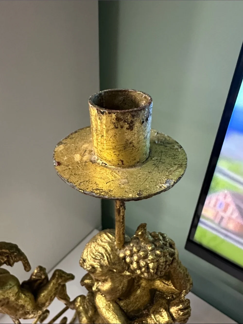 Gold Cherub Candle Holders - Decorative Pair - Picture 5 of 6